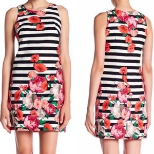 NWT Eliza J floral and stripe shift dress